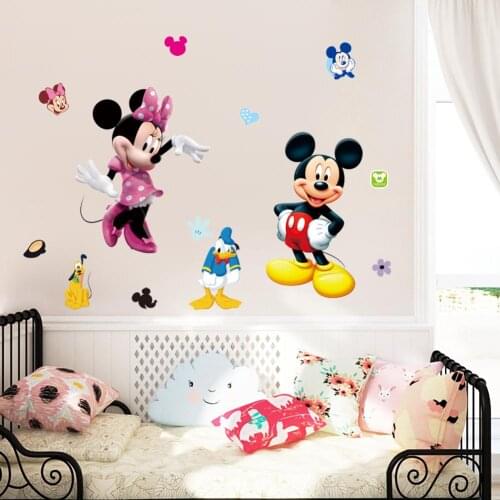 Mickey mouse cartoon wall stickers for kids room decorations movie wall art removable pvc comic animal decals zooyoo1437