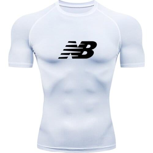 Mens T-Shirt Gym T-Shirt Jogging Sweatshirt Compression Shirt Short Sleeve Tight Sportswear Mens Basketball Training T-Shirt