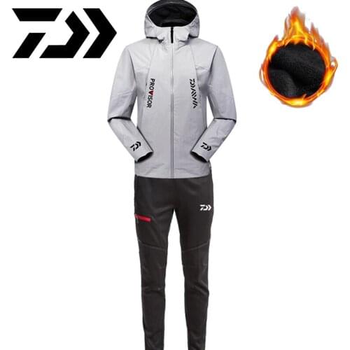New Daiwa Fishing Jacket Autumn Winter Fleece Warm Fishing Clothes Waterproof Breathable Daiwa Fishing Soft Shell Jacket Pant