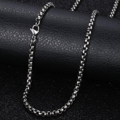 Stainless Steel Necklace For Men Women Gunmetal Box Chain Mens Necklace Chains Dropshipping Jewelry Male Gift 18-28inch LKN223