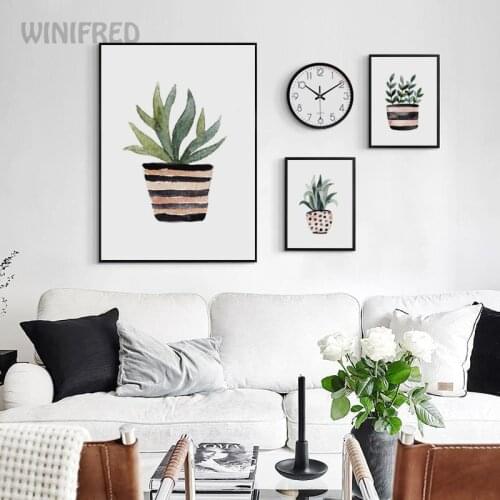 Spotted Stripe Vase Green Plant Poster A2 A3 A4 Canvas Painting Print Wall Art Picture Living Room Bedroom Modern Home Decor