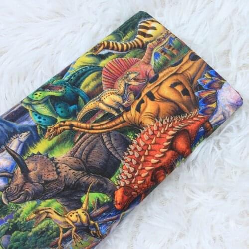 Half Yard 100% Cotton Thin Poplin Fabric With Cartoon Dinosaur Print Handmade DIY Garment Dress Children Cloth CR-1247