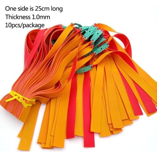 10pcs 1MM Thickness Flat Rubber/Latex Band for Slingshots Fast Springback Slingshot Powerful Elastic Flat Rubber Band