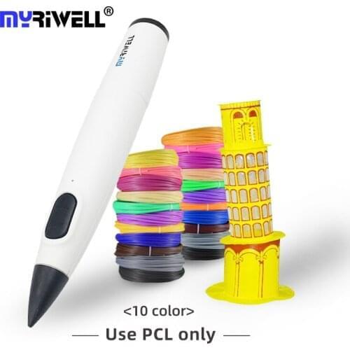 Myriwell DIY 3D Printing Pen suppore 1.75mm PCL Filament Creative 3D Pen Low Temperature For Kids Children Toys Birthday Gift