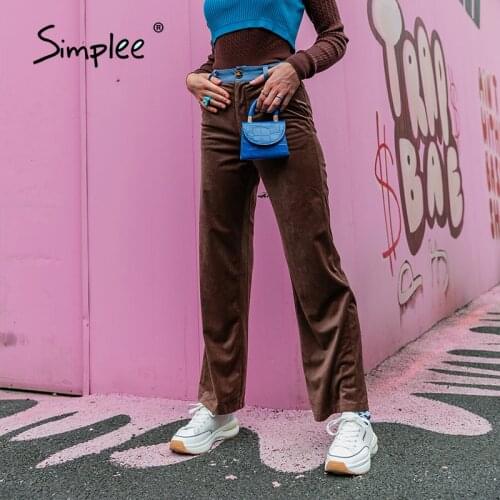 SIMPLEE Women's Corduroy Trousers