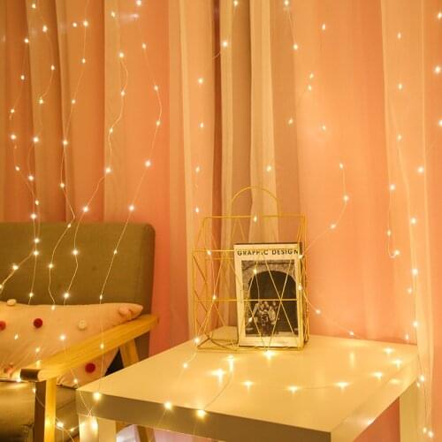 LED Curtain String Lights USB Fairy Light Garland With Hooks Remote Control For Room Decor Outdoor Wedding color string light