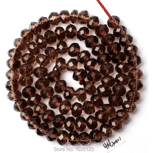 High Quality 4x6mm Natural Faceted Smoky Quartzs Rondelle Gem Loose Beads Strand 38cm DIY Creative Jewellery Making w2753