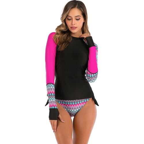 New Conservative Long-sleeved Split Swimsuit Surfwear Hot Spring Ladies Swimwear