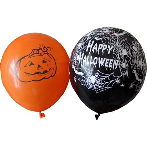 10pcs Pumpkin Spider Web Printed Ballon Halloween Latex Balloons Babyshower Kids Gift Halloween Party Decoration Supplies Balony