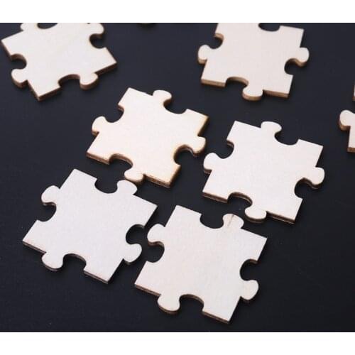 100 Pcs/Set Unfinished Wooden Jigsaw Freeform Blank Puzzles Pieces for DIY Art Crafts Card Making 77HB