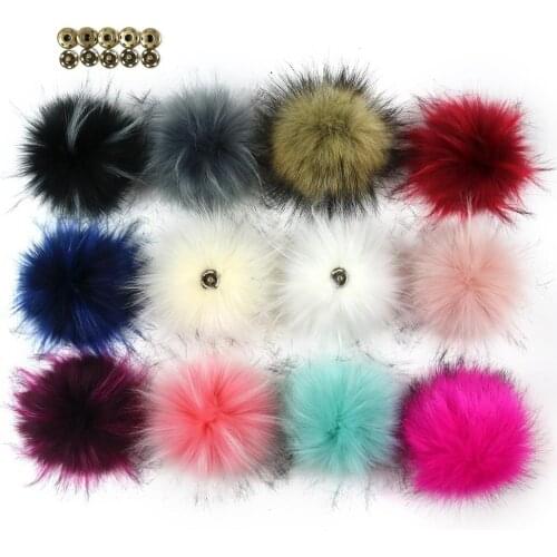 2pcs/lot 10cm DIY Faux Synthetic Raccoon Fur Pompom Fur Pom Poms for Women Kids Beanie Hats Caps Fox Ball For Shoes Caps Bags