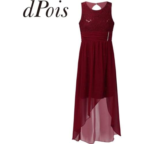 2021 Girls Dress Princess Elegant Girls Sequins Lace Dresses Summer Children Party Dress Lyrical Dance Costume Kids Dance Wear