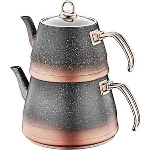 4 Pieces Granite Medium Teapot Space Gray Copper Turkish Teapot Modern Turkish Tea Set Turkish Teapots