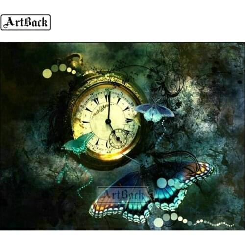 5d diy diamond painting full square butterfly clock picture landscape 3d diamond mosaic handmade diamond embroidery set