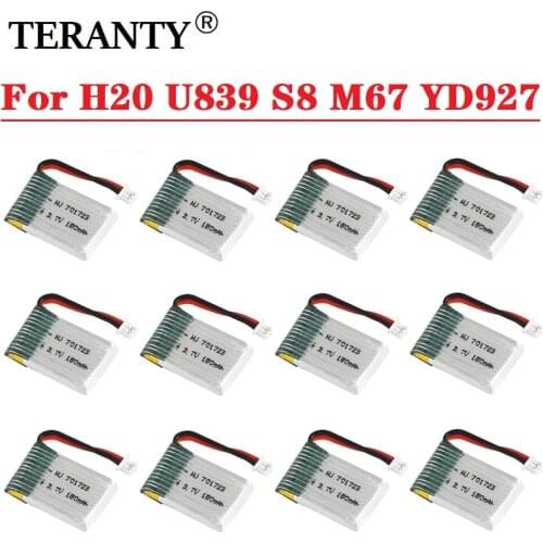 1/2/3/5/12Pcs For H20 Drones Battery 1s 3.7V 180mAh 30C For Syma S8 M67 U839 H20 RC Quadcopter Spare Parts 3.7V Lipo Battery