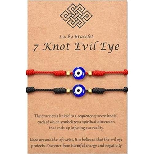 2 Pieces Evil Eye Charm Bracelets Best Friends Jewelry Adjustable Lucky Present for Women Men Teen Girls Unisex Lover Gift