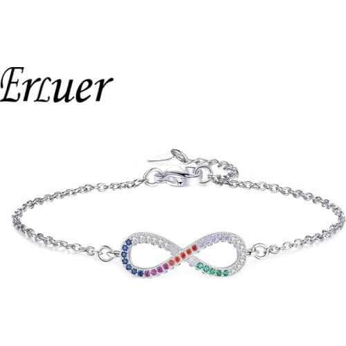 ERLUER Adjustable Chains Classic Color Gradient Lucky 8 Shape White Bracelet for Women Bangles Gift for Girl Party Jewelry Gift