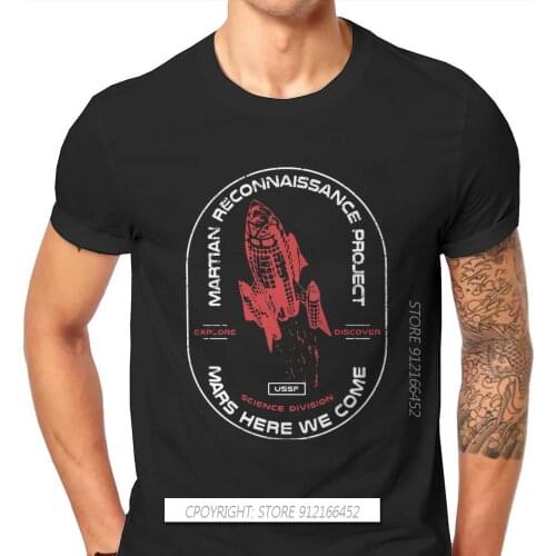 Vintage Space Exploration Retro Sci Fi Crew Neck TShirt Mars Perseverance Rover Exploration Cotton T Shirt Men Tops Plus Size
