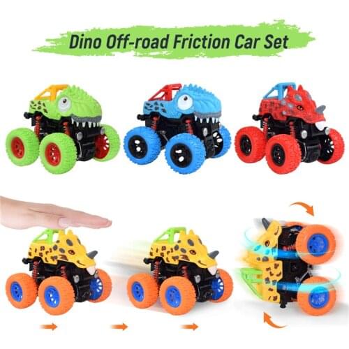 Pull Back Press Dinosaur Toy Car Cartoon Animal Clockwork Big Tire Wheel Stunt Kids Monster Truck Inertia Childrens Toy