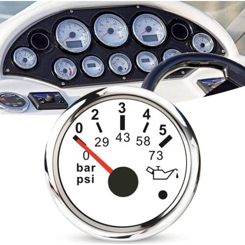 52mm Pointer Oil Pressure Gauge Oil Pressure Indicator Meter Waterproof Boat Car Gauges with Alarm