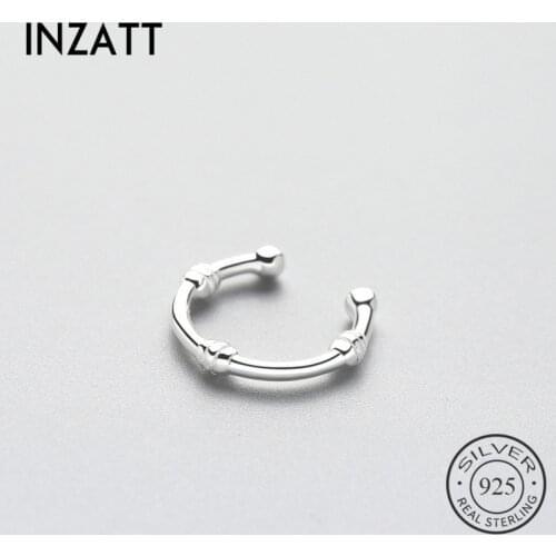 INZATT One Piece Real 925 Sterling Silver Geometric Clip Earrings Trendy Bijoux For Women Party Birthday Wedding Jewelry gift