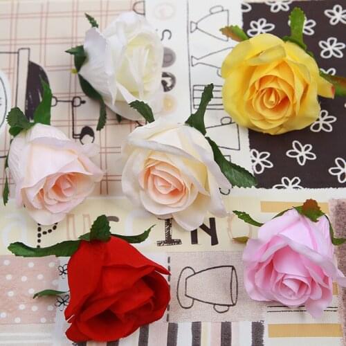 30PCS 9CM 6Color Silk Rose Flower Head Artificial Flower Wedding Decoration DIY Flower Decorative Flower Bouquet
