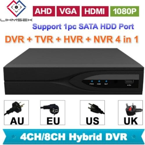 Lihmsek High-End 4CH 8 Channels CCTV Recorder DVR HVR NVR TVR 4in1 Hybrid Video Recorder 1080P Cost Effective with 1pc SATA Port