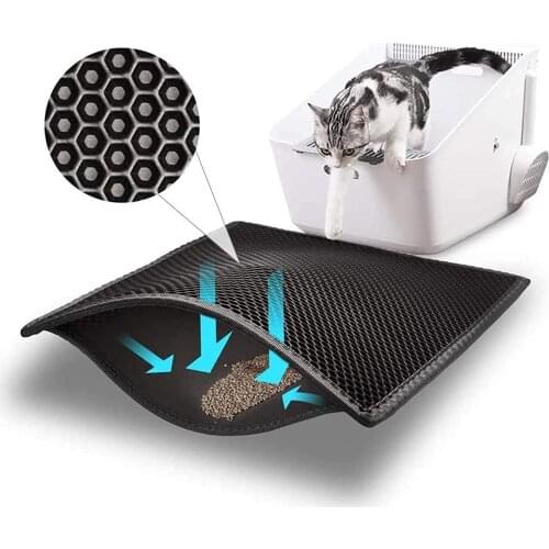 Cat Mat Double-Layer Design Waterproof Trapper Foldable Pad Pet Rug Colorful Small Size Easy to Clean Cat Mats for Litter Boxes