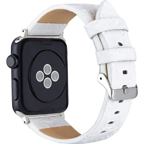 Fashion patter Leather for Apple Watch Bands 38MM 40mm 42MM 44mm for iWatch Womens Strap Classic Wristband Series 6 5 4 3 White