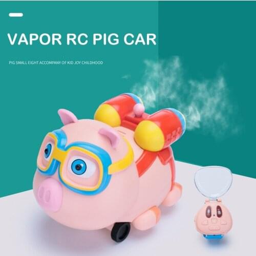 Lovely Electric remote control toys watch rc pig car vehicle with vapor jet spray sound and LED light