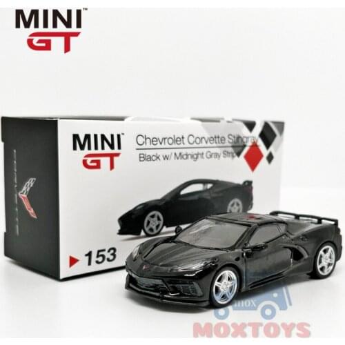 MINI GT 1:64 Chevrolet Corvette Stingray 2020 Black RHD Diecast Model Car