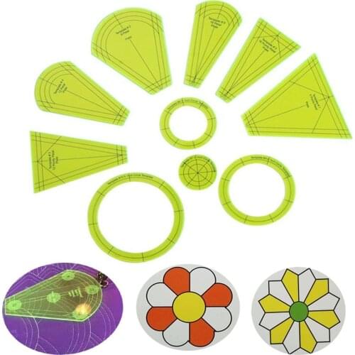 10Pcs/set Template Patchwork Ruler Kit DIY Plate Template for Domestic Sewing Machine Parts Handmade Sewing Supplies Craft Tool