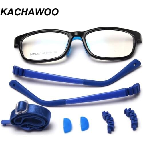 Kachawoo optical glasses frame boy black blue square eyeglasses for kids computer girl TR90 spectacles comfortable clear lens