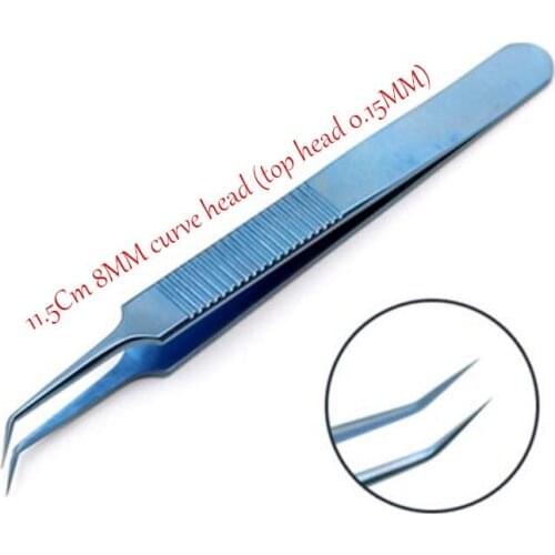 8MM curved head(top head 0.15MM) Micros titanium alloy 11.5CM tweezers Ophthalmic forceps high quality