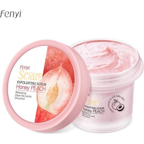 Peach Body Scrub Cream Whitening Face Scrub Deep Cleansing Skin Exfoliating Acne Moisturizing Tender Smooth Skin Body Care 100g