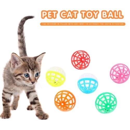 Hollow Bell Toys Plastic Interactive Pet Cat Kitten Training Scratch Rattle Ball Set Interactive Pet Playing Funny Molar
