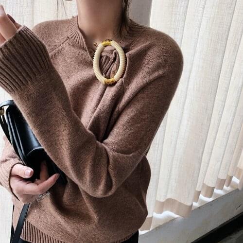 Poncho Limited Cotton Acrylic Casual Full Jumper 2019 New Womens Sweater Loose Buckle Decorative Pullover Women Winter Clothes