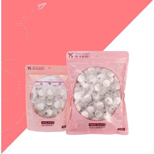 Portable travel facial care sports makeup soft cotton magic expandable mini 50/100 outdoor wet wipes clean compressed towel