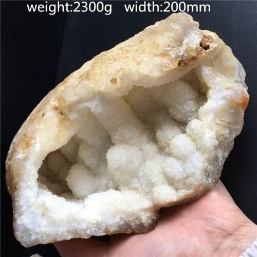 Natural white Agate Geode Slice Quartz Crystal Cluster Minerals Reiki Healing Crystal Home Decoration
