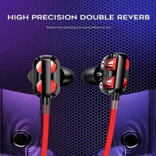 3.5mm Earphone Wired Headset Quad Core Bass Dual Dynamic Headphone Game Earphone Karaoke Earphone In Ear With Microphone Earplug