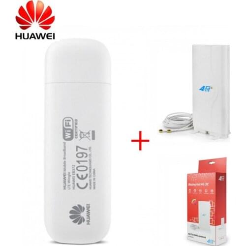 Unlocked Huawei E8372 E8372h-153 + 4G antenna dual TS9 connector 150Mbps 4G LTE USB modem Mobile WiFi dongle car wifi