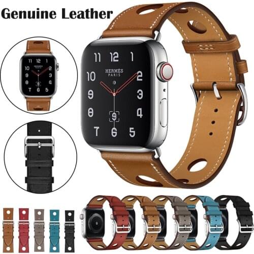 Brown Leather Band Sport Loop Strap For Apple Watch 6 SE 5 4 3 2 1 38mm 40mm Men for iwatch se 6 3 4 5 44mm 42mm Bracelet
