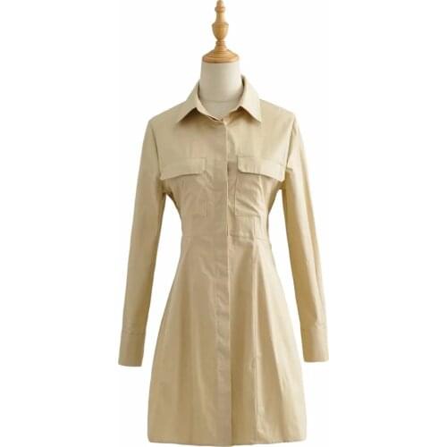 Sexy Shirt Collar Long Sleeve Mini Shirt Dresses DLQZ885
