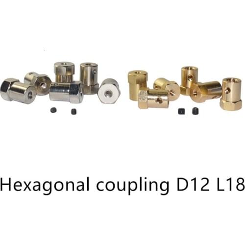 GKTOOLS Hex Coupler Brass D12 L18 Tire Connector 2/3/3.17/4/5/6/7/ 8mm Coupling for Decelerate Motor Shaft Robot Smart Car Wheel