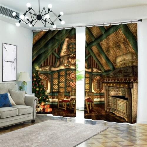 Window Curtains home decoration fashion fabrics for Curtains living room Luxury Hotel style 3D Christmas decorations Rideaux