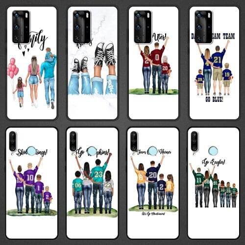 Silicone Case for Huawei P10 P20 Pro P30 P40 Lite E P40 Pro Plus P Smart Z 2021 Luxury Soft Phone Shell Baby Mother Girl Family