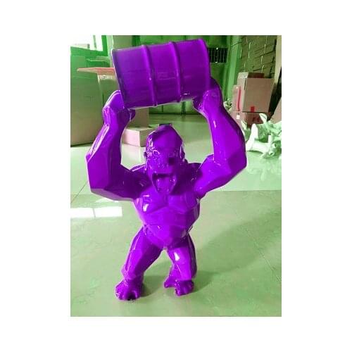 Raise bucket gorilla piece creative diamond shape For barrel orangutans glass steel bar nightclub front desk animal decoration