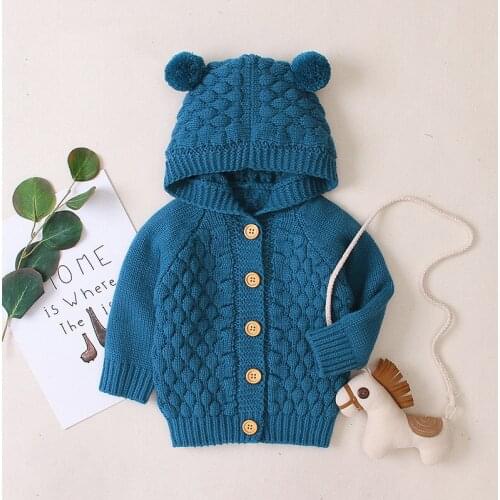 Vigarelyan Fall Infant Hooded Knitting Jacket For Baby Clothes Newborn Coat For Baby Boys Girl Jacket Winter Kids Outerwear Coat