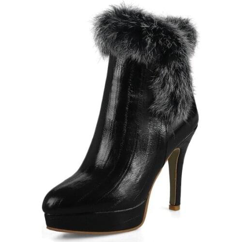 Big Size 9 10 11-15 boots women shoes ankle boots for women ladies boots shoes woman winter Side zipper loop waterproof stand