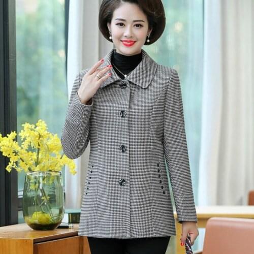 Plus Size Ladies Loose Casual Jackets Single-breasted Women Jacket 2020 Fashion Spring and Autumn Slim Plaid Coat